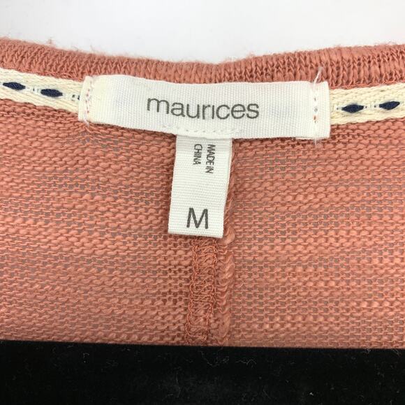 Maurices Sweater Women's Sz M Embroidered Mesh Front Long Sleeve Dusty Rose - Picture 5 of 6